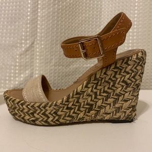 Neutral Vince Camuto Metallic Golden Woven Wedges